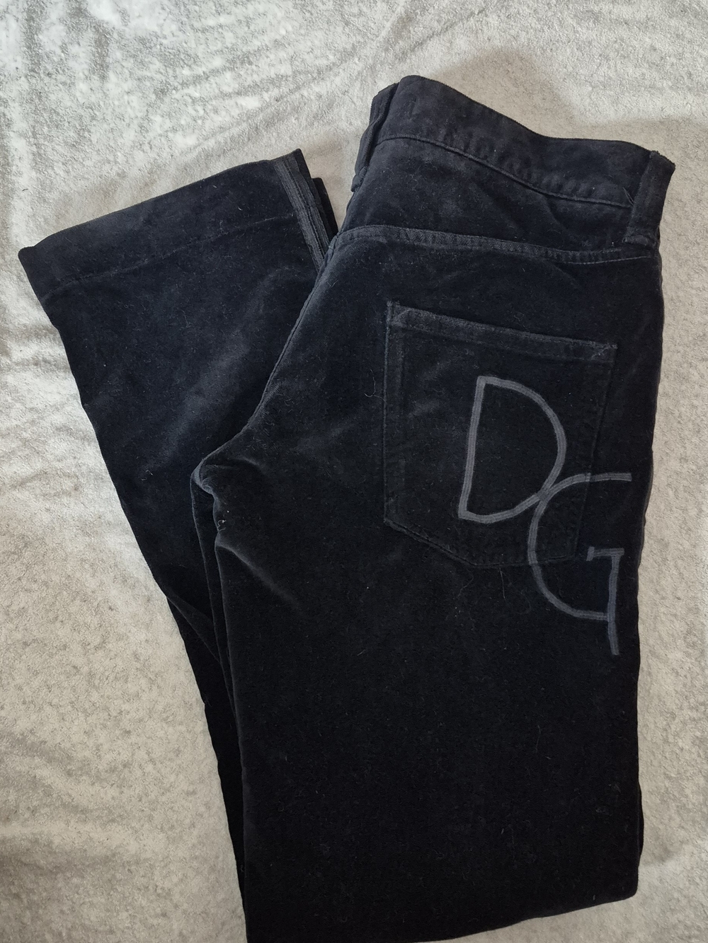 Y2K Dolce & Gabbana Black Velvet Jeans with DG Pocket Logo